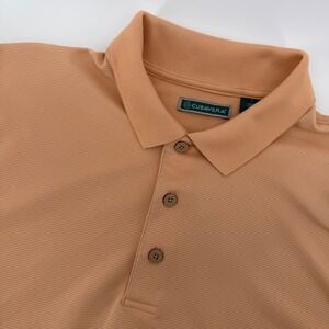Cubavera Polo Shirt Mens Large Peach Ribbed Short Sleeve Textured Casual Top